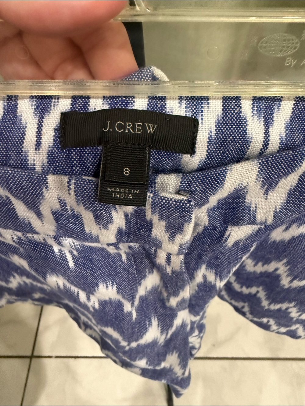 J. Crew Blue and White Ikat Stretch Bike Shorts - Picture 2 of 3